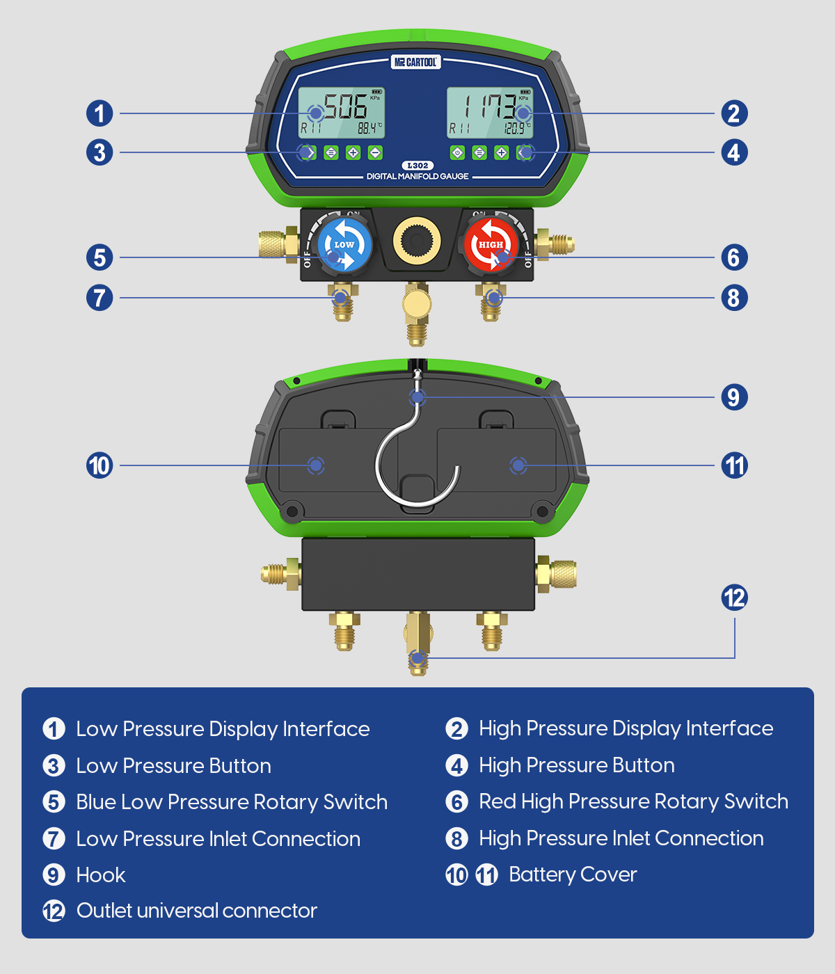 MRCARTOOL L302 Digital Refrigerant Gauge & HVAC gauges - Image 3