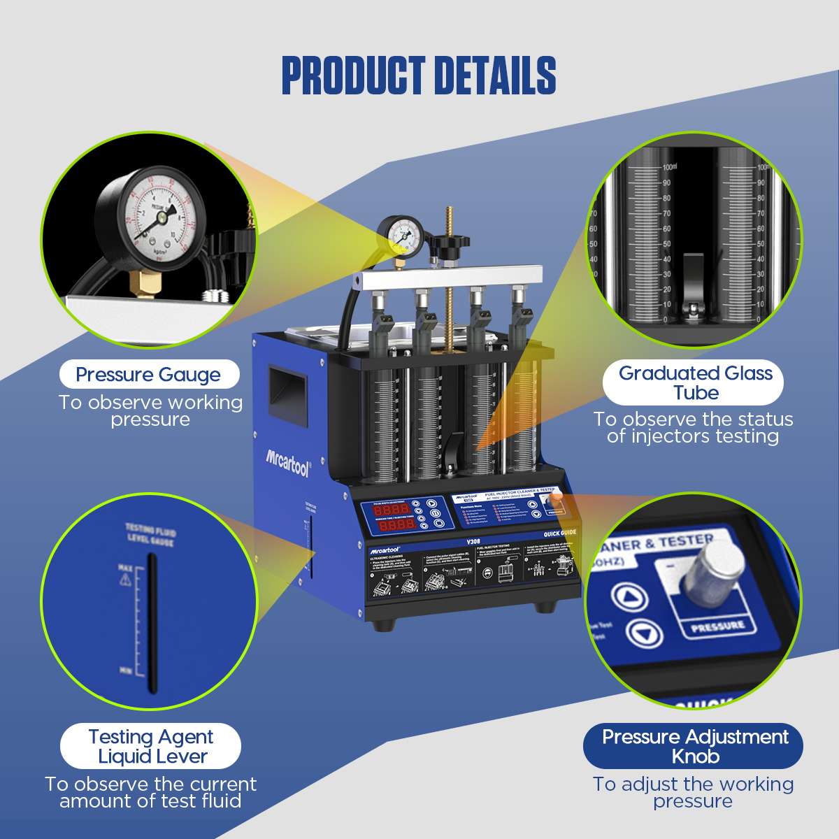 MRCARTOOL V308 Fuel Pressure Tester Boat Fuel Injector Cleaner - Image 4