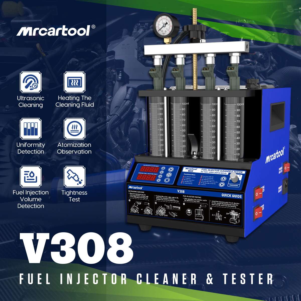 MRCARTOOL V308 Fuel Pressure Tester Boat Fuel Injector Cleaner - Image 2
