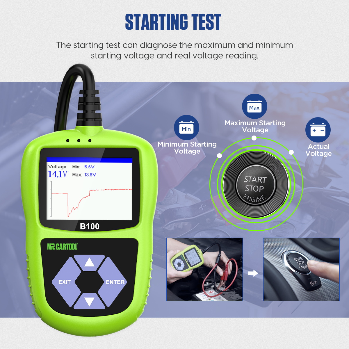 MRCARTOOL B100 Battery Capacity Tester Battery Load Test - Image 3