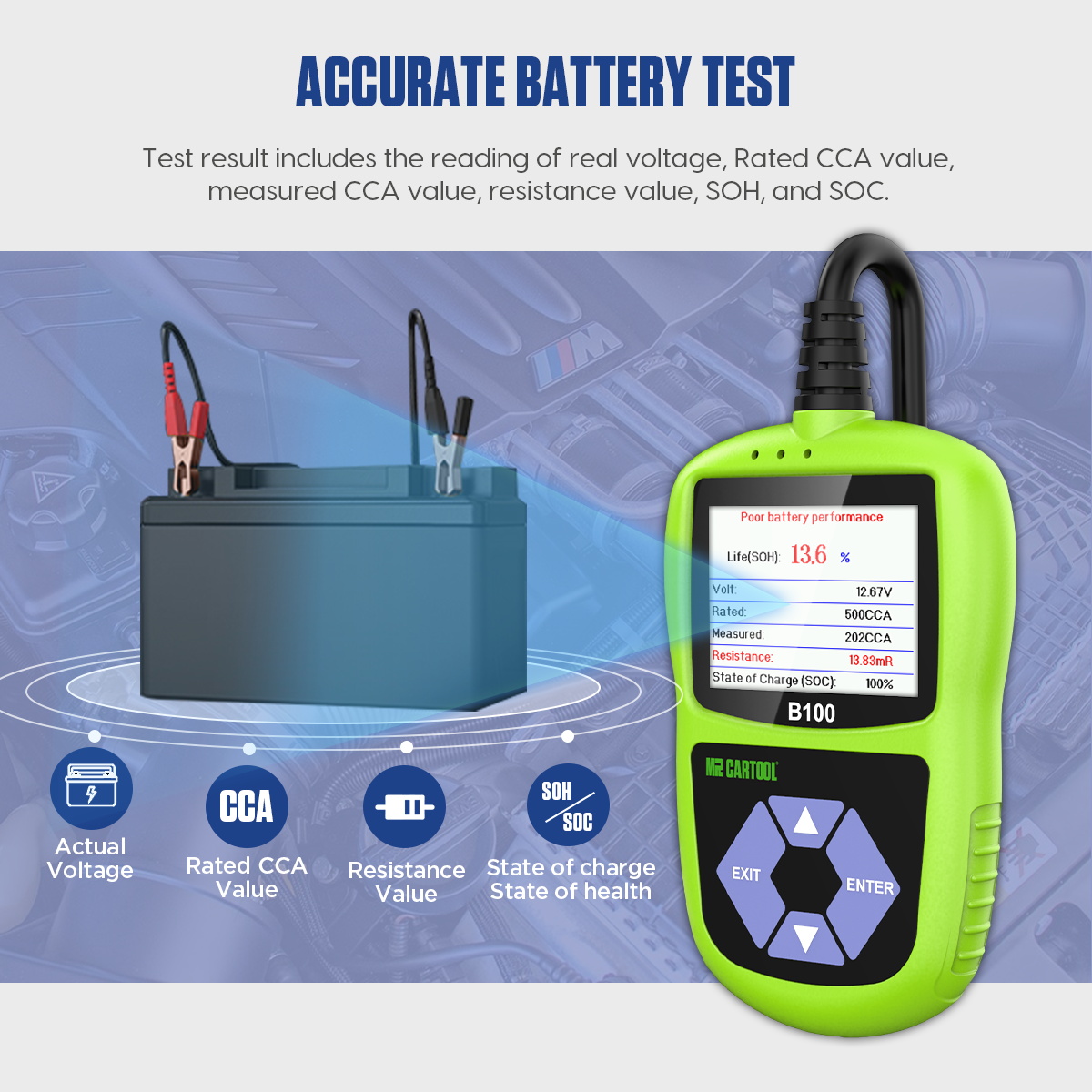 MRCARTOOL B100 Battery Capacity Tester Battery Load Test - Image 4