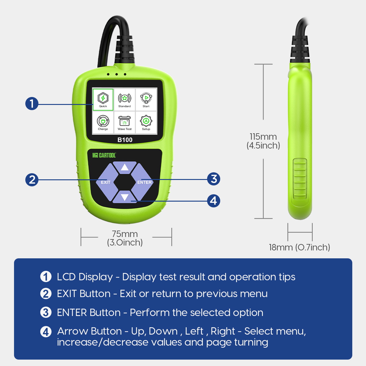 MRCARTOOL B100 Battery Capacity Tester Battery Load Test - Image 8