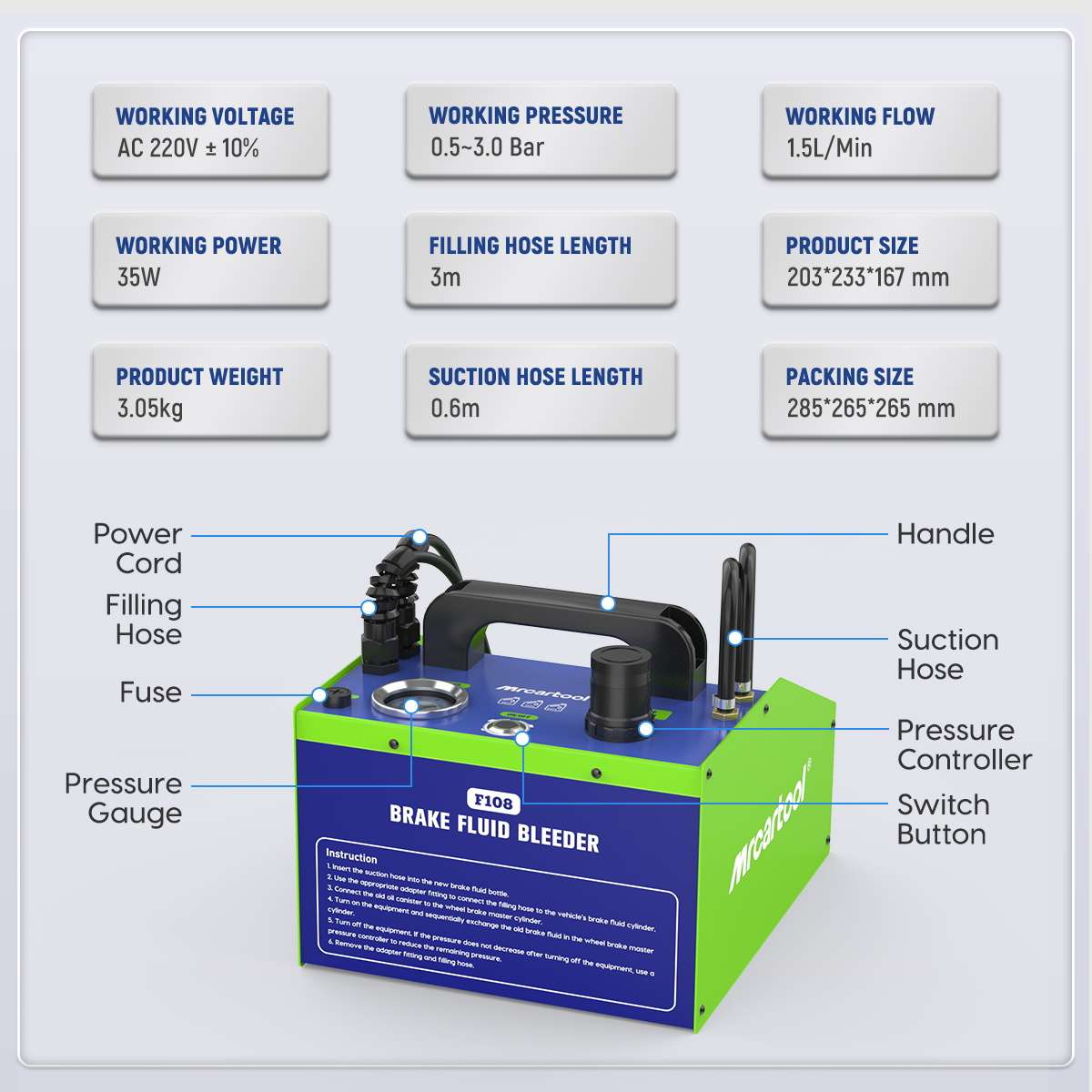 MRCARTOOL F108 Brake Fluid Exchange Machine - Image 7