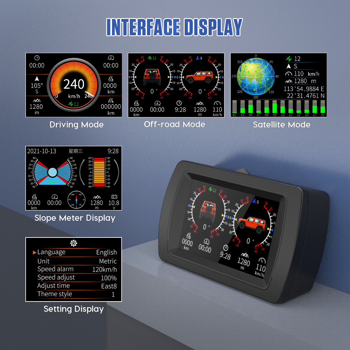 MRCARTOOL M85 Multi-function HUD GPS Inclinometer Slope Meter for Off-Road SUV Vehicles - Image 6