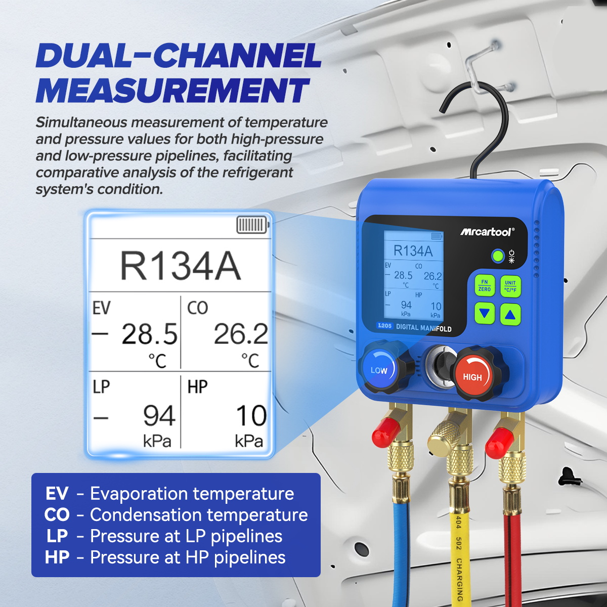 MRCARTOOL L205 HVAC Manifold Gauge Set AC Gauges - Image 8