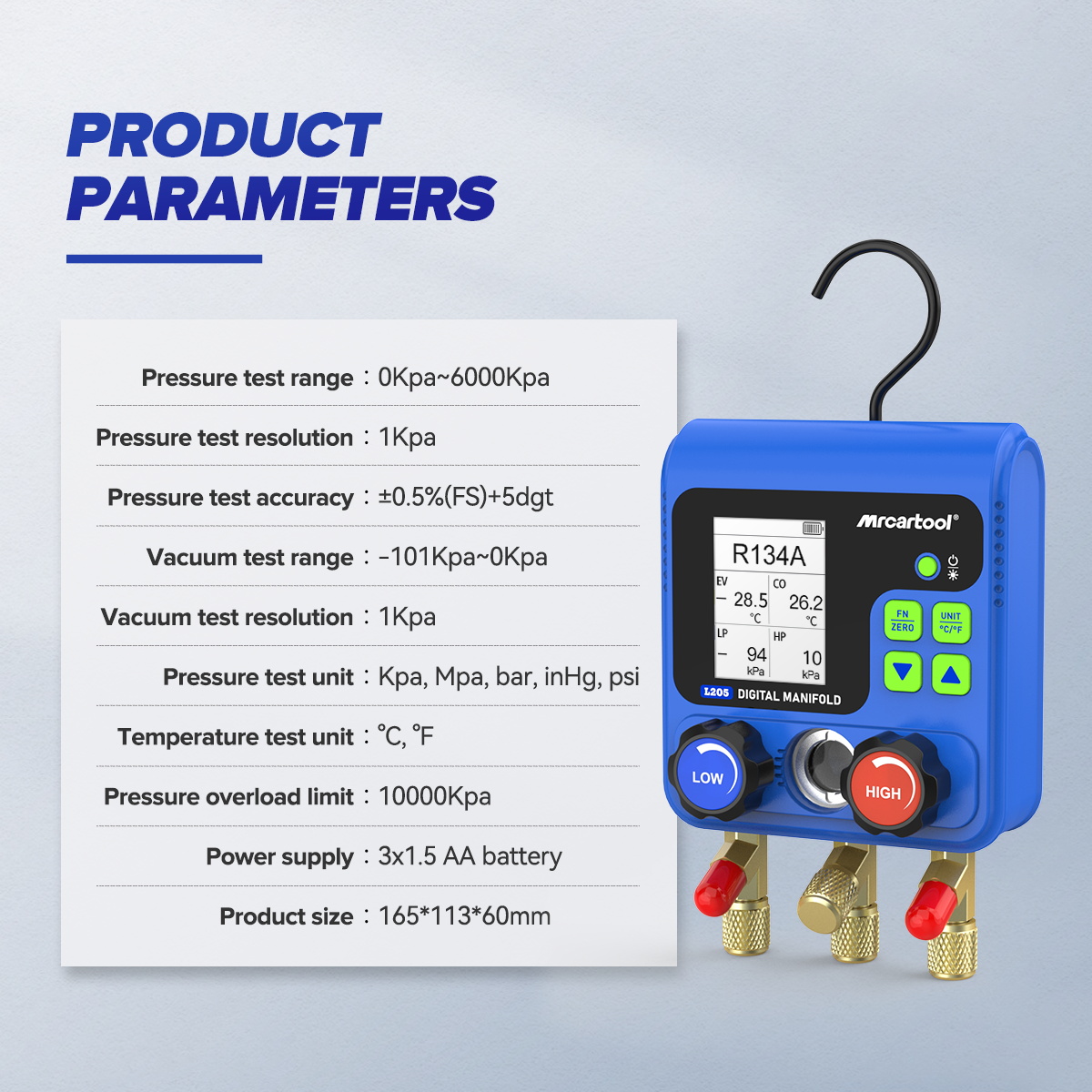 MRCARTOOL L205 HVAC Manifold Gauge Set AC Gauges - Image 11