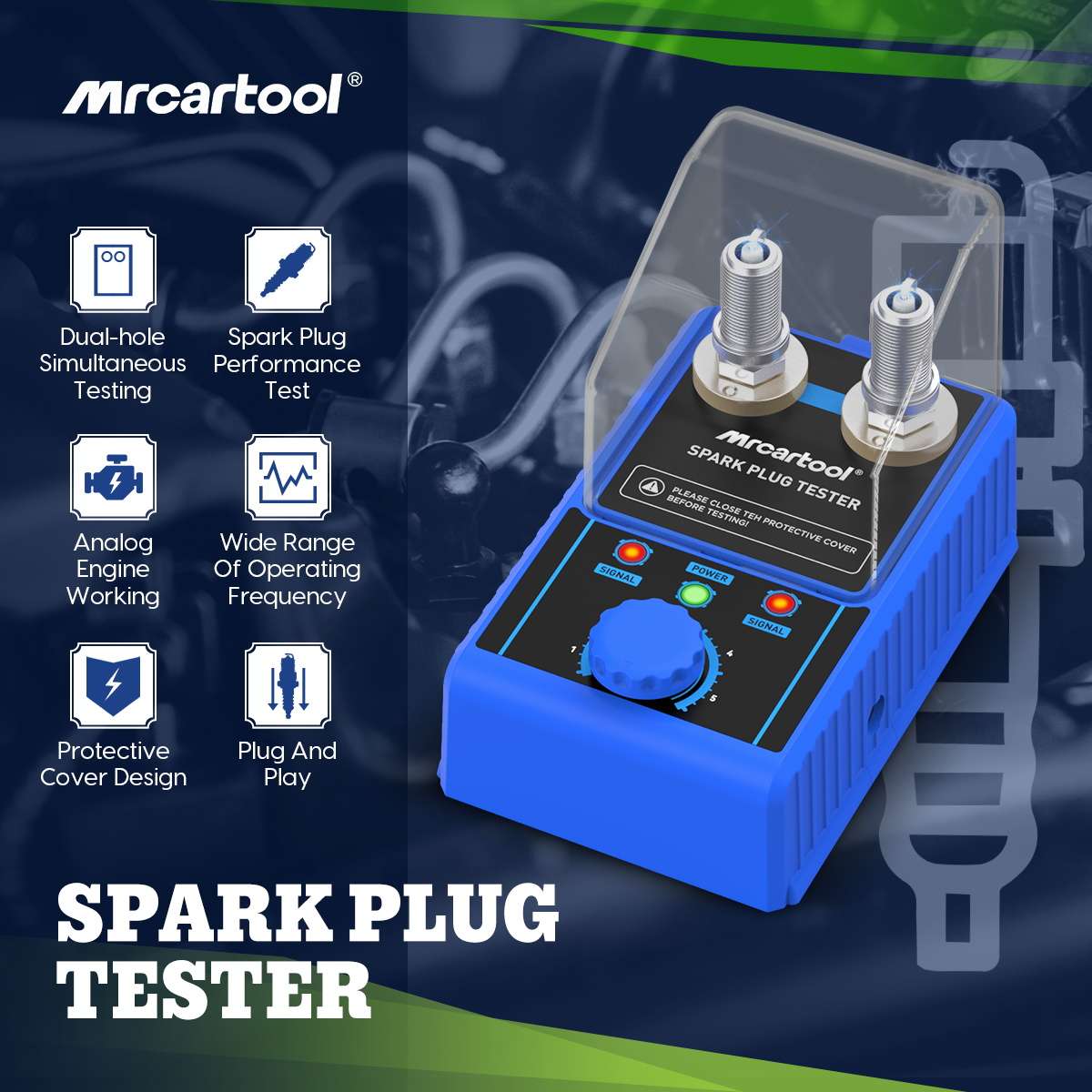 MRCARTOOL Car Spark Plug Tester with Auto Adjustable for 12V Vehicles - Image 2