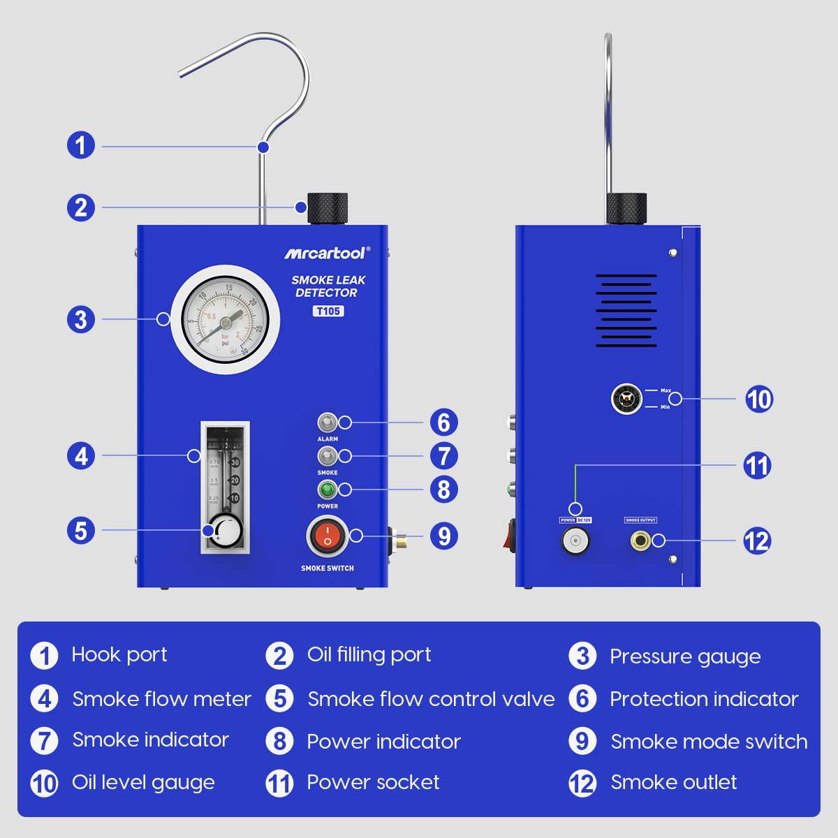 MRCARTOOL T105 Smoke For Leak Detection Evap Leak Tester - Image 6