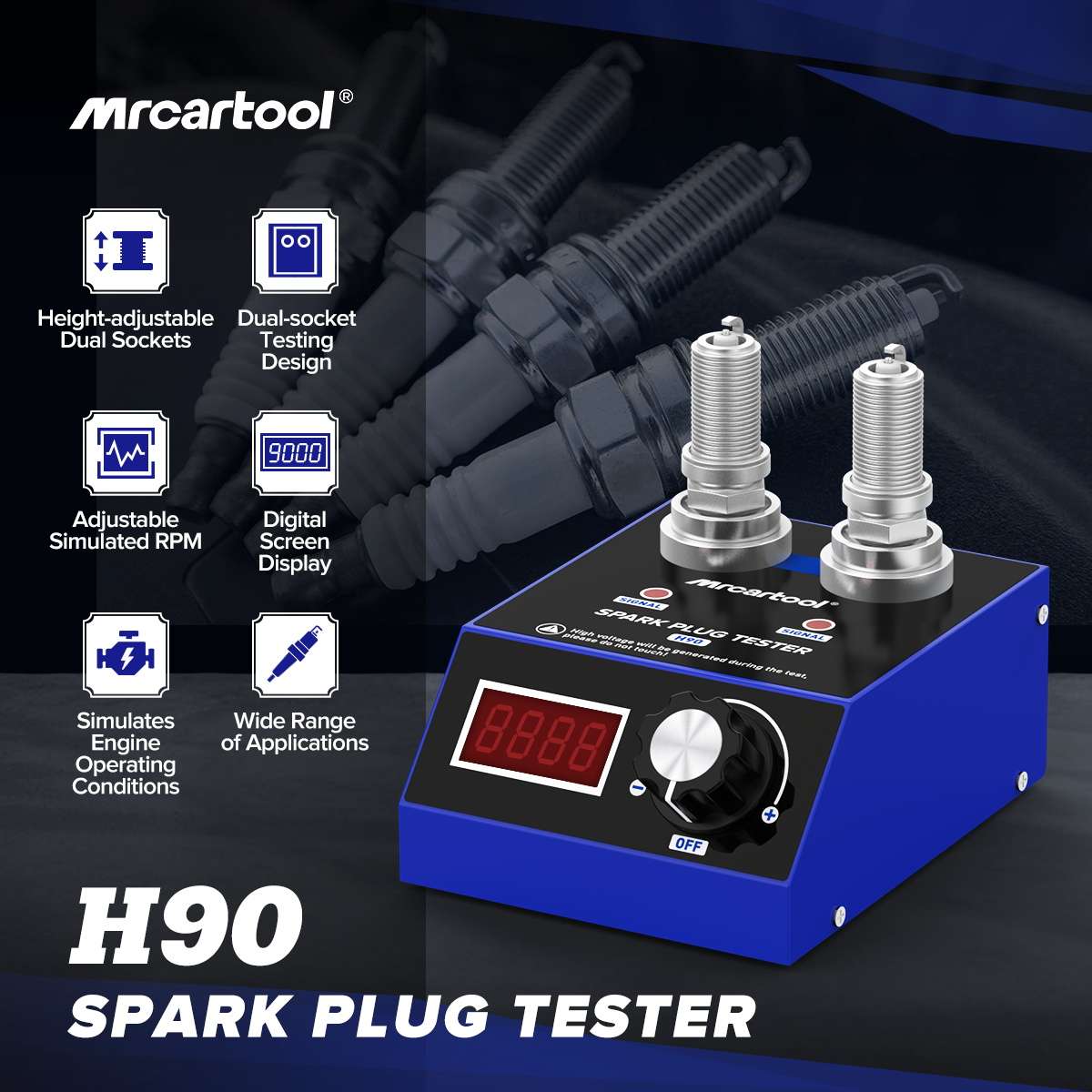 MRCARTOOL H90 Spark Plug Tester Tool Dual Hole - Image 2