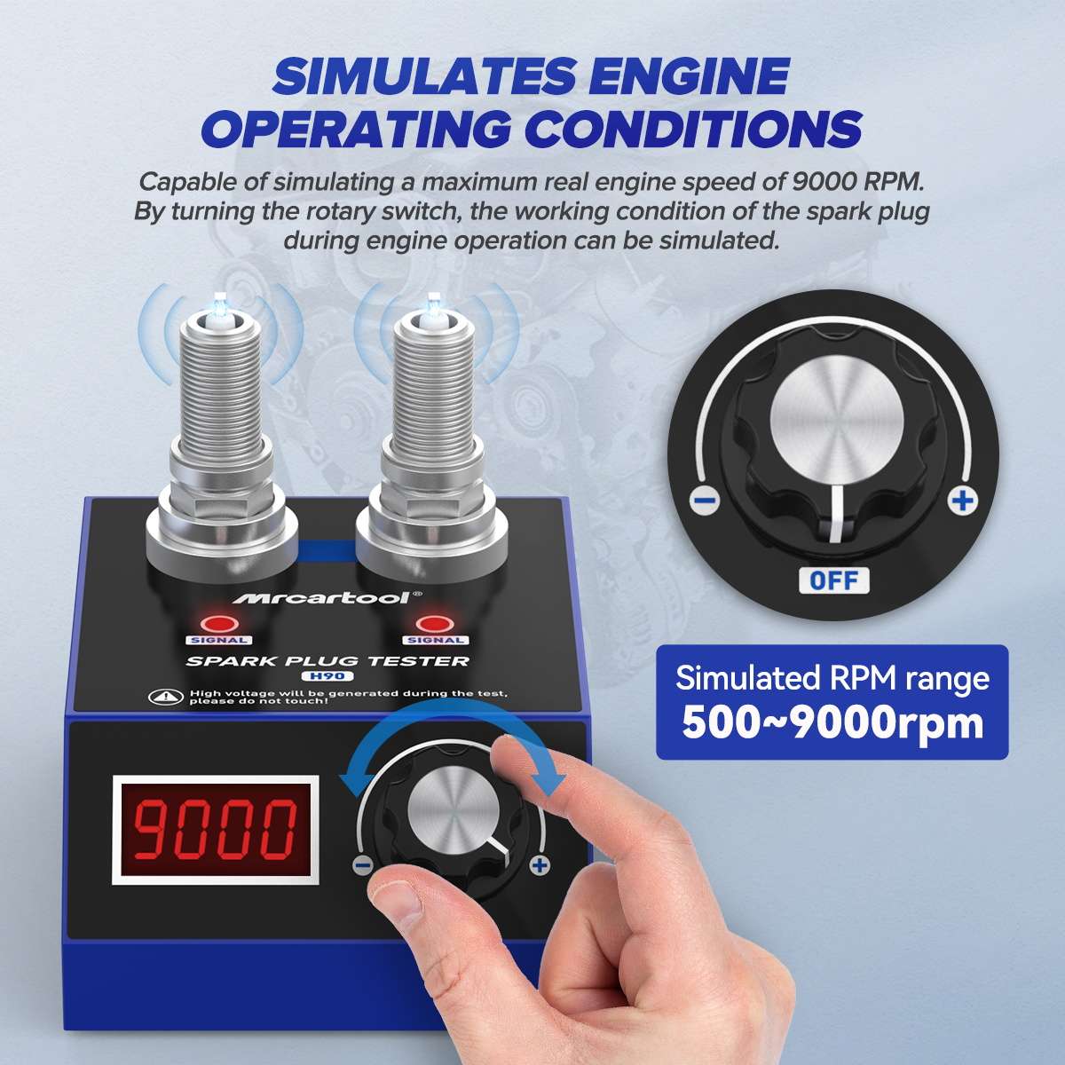 MRCARTOOL H90 Spark Plug Tester Tool Dual Hole - Image 4