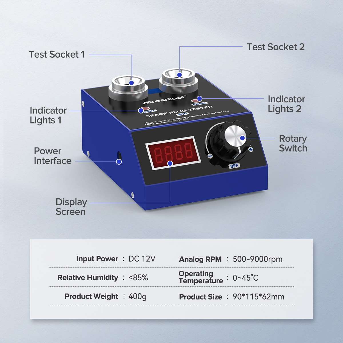 MRCARTOOL H90 Spark Plug Tester Tool Dual Hole - Image 9