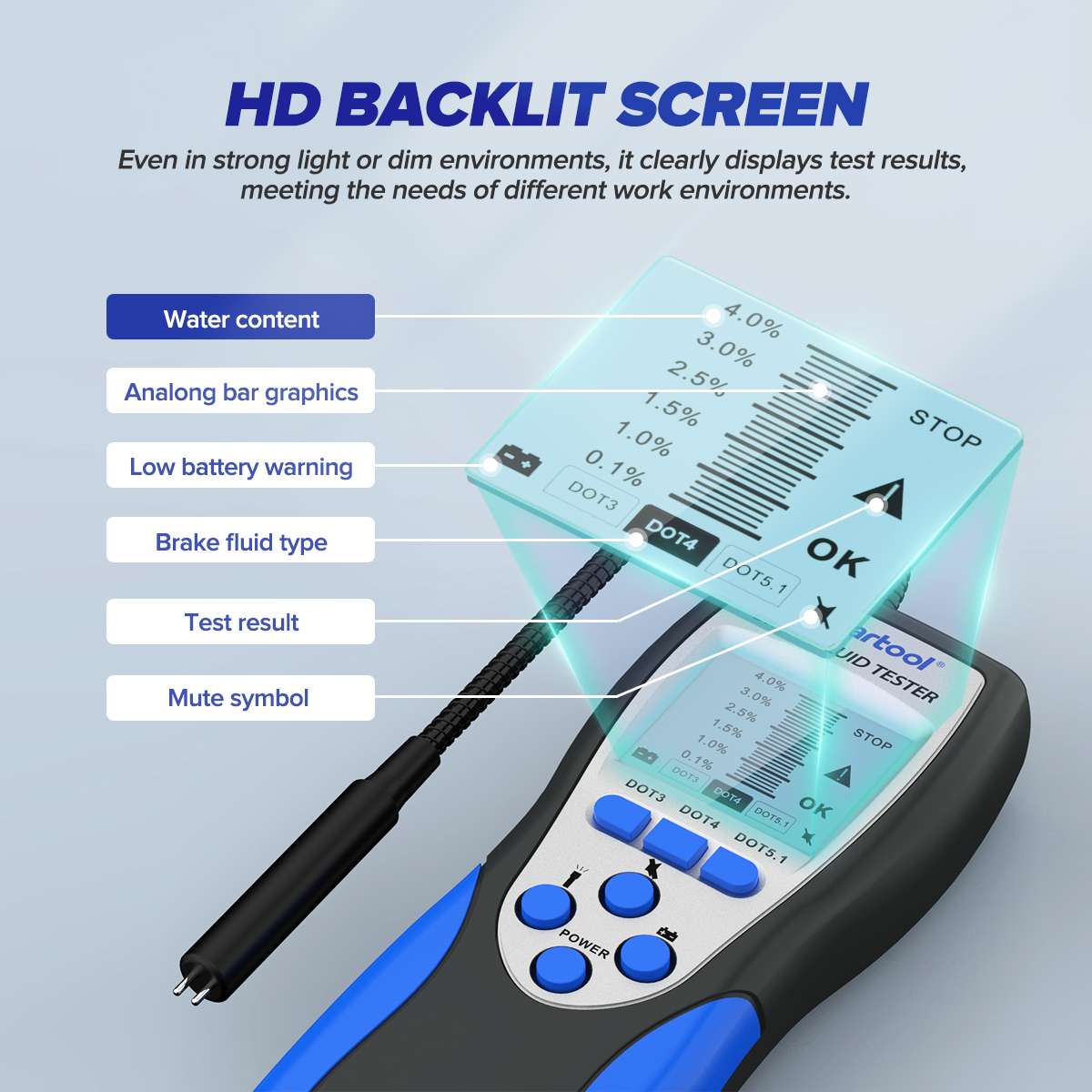 MR CARTOOL F60 Brake Fluid Tester with HD Blackit Screen - Image 8
