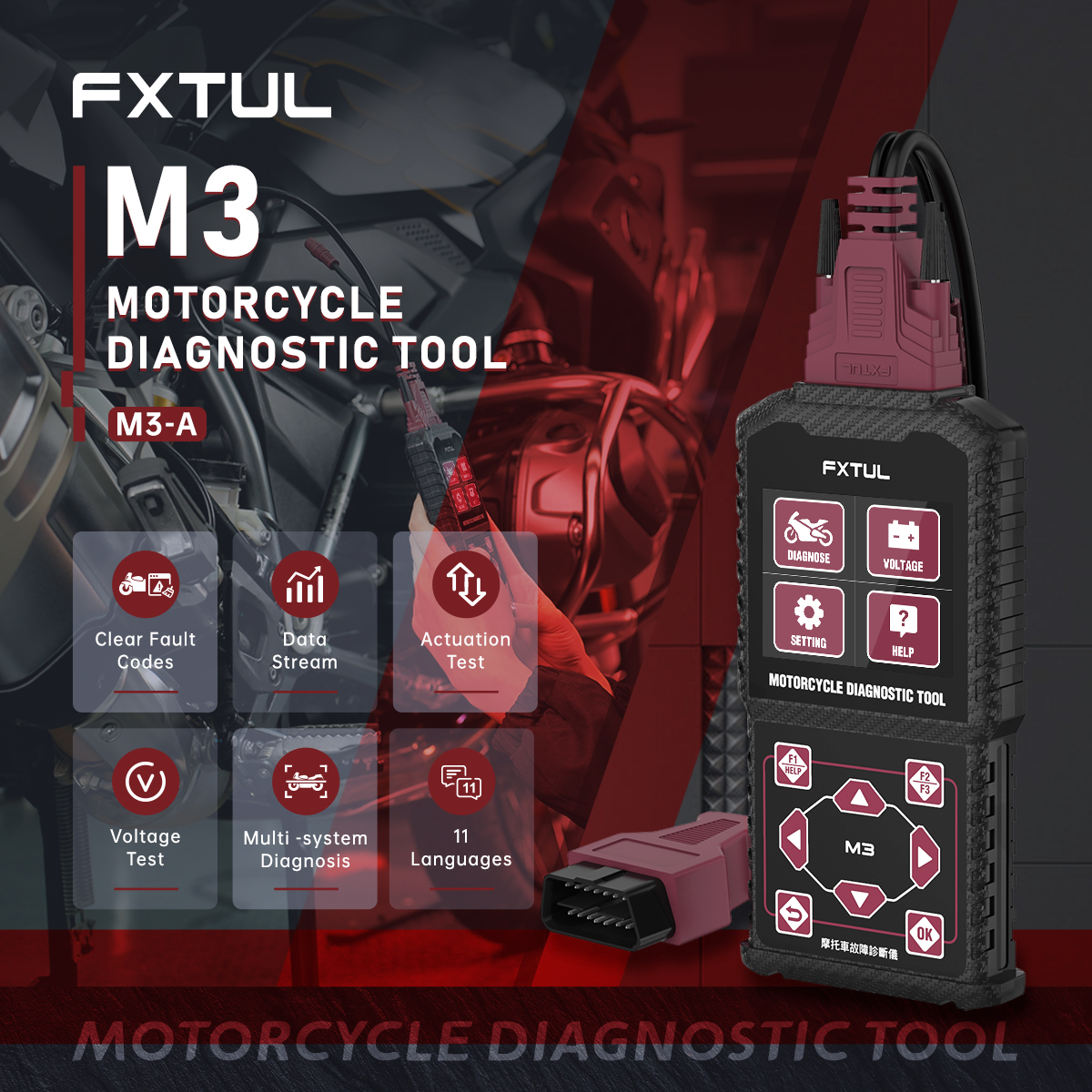 FXTUL M3 Motorcycle Obd Scanner for Bike - Image 2