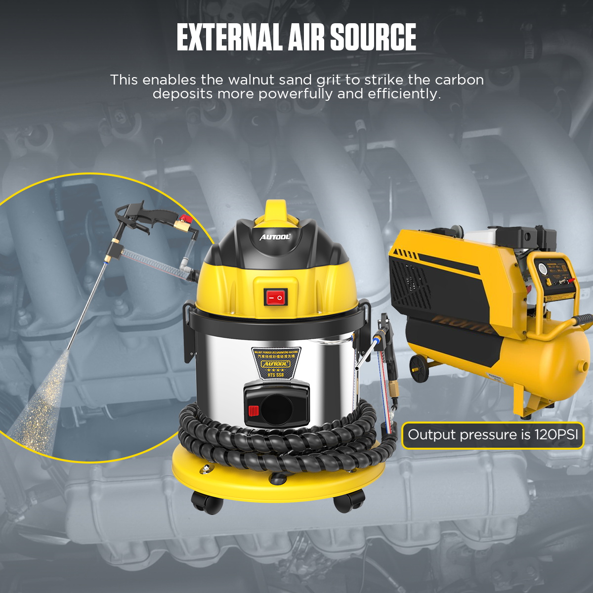 Walnut Shell Sand Blaster Engine Clean Machine-AUTOOL HTS558 - Image 5