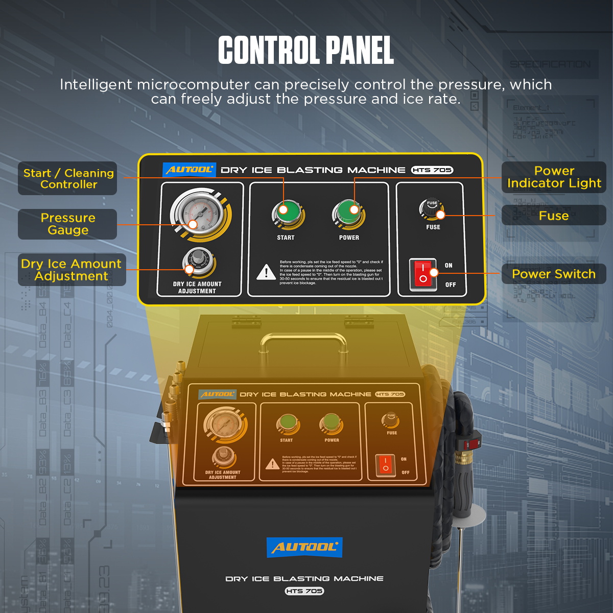 AUTOOL HTS705 Dry Ice Blaster Automotive Engine Chassis Cleaner - Image 6
