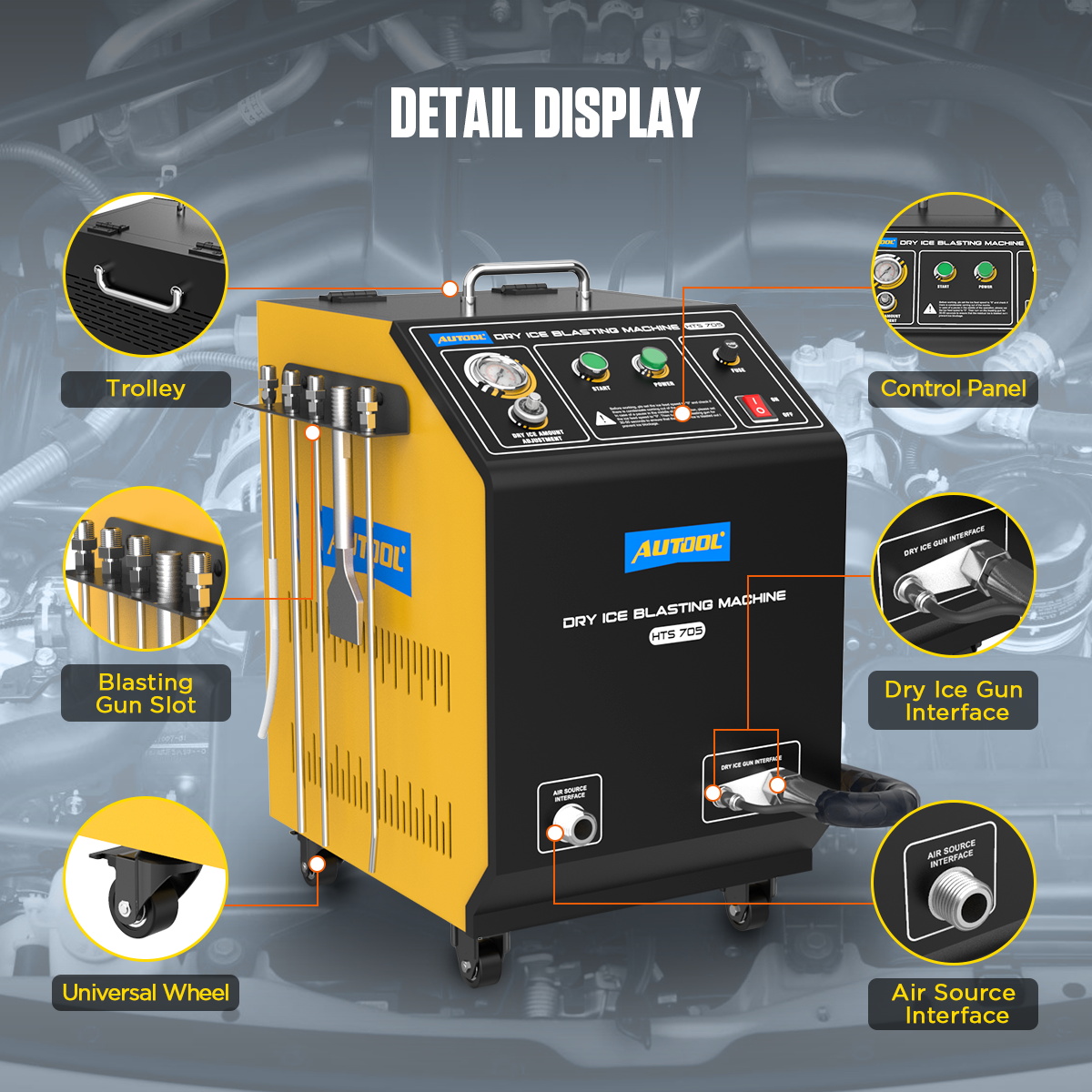 AUTOOL HTS705 Dry Ice Blaster Automotive Engine Chassis Cleaner - Image 10