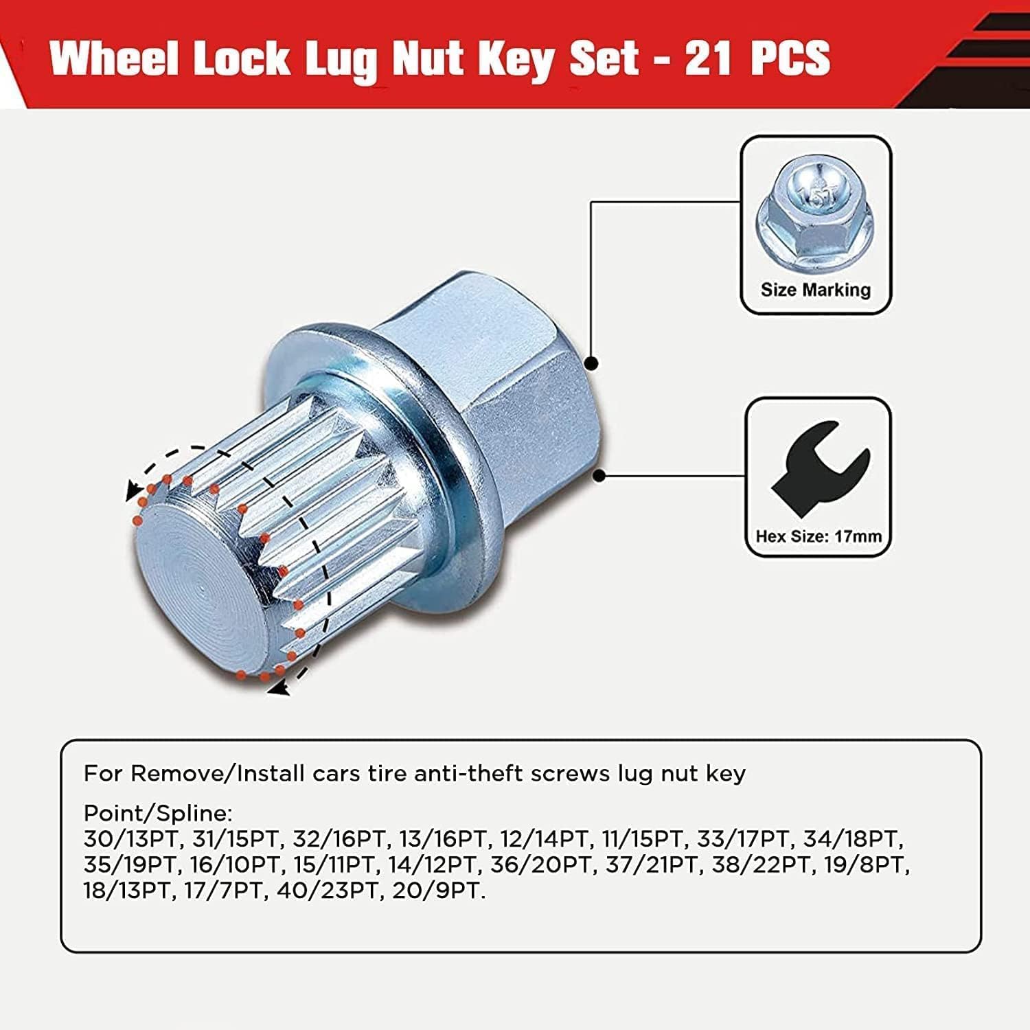 MRCARTOOL 21PCS Wheel Lock Key Set for BMW - Image 3