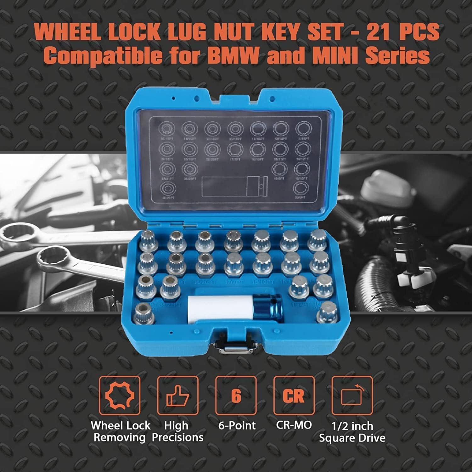 MRCARTOOL 21PCS Wheel Lock Key Set for BMW - Image 2