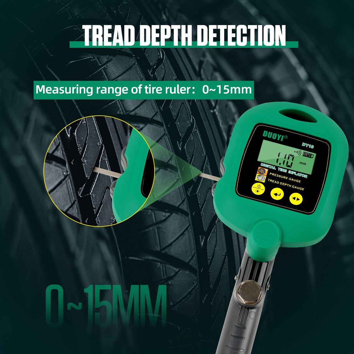 Digital Tire Inflator With Pressure And Tire Tread Depth Gauge DY19 - Image 11