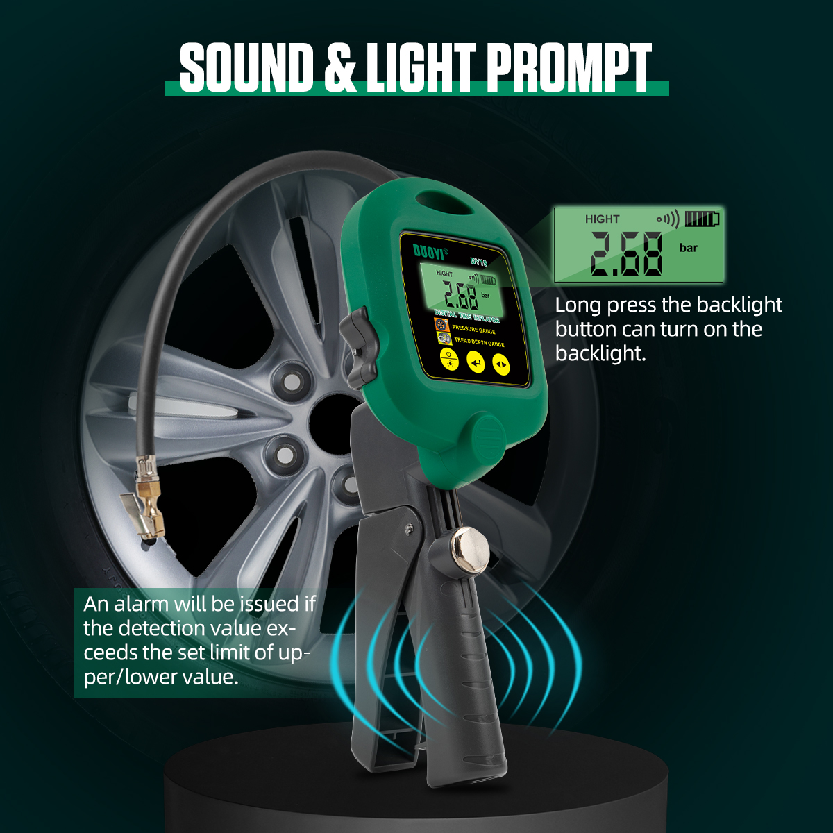 Digital Tire Inflator With Pressure And Tire Tread Depth Gauge DY19 - Image 6