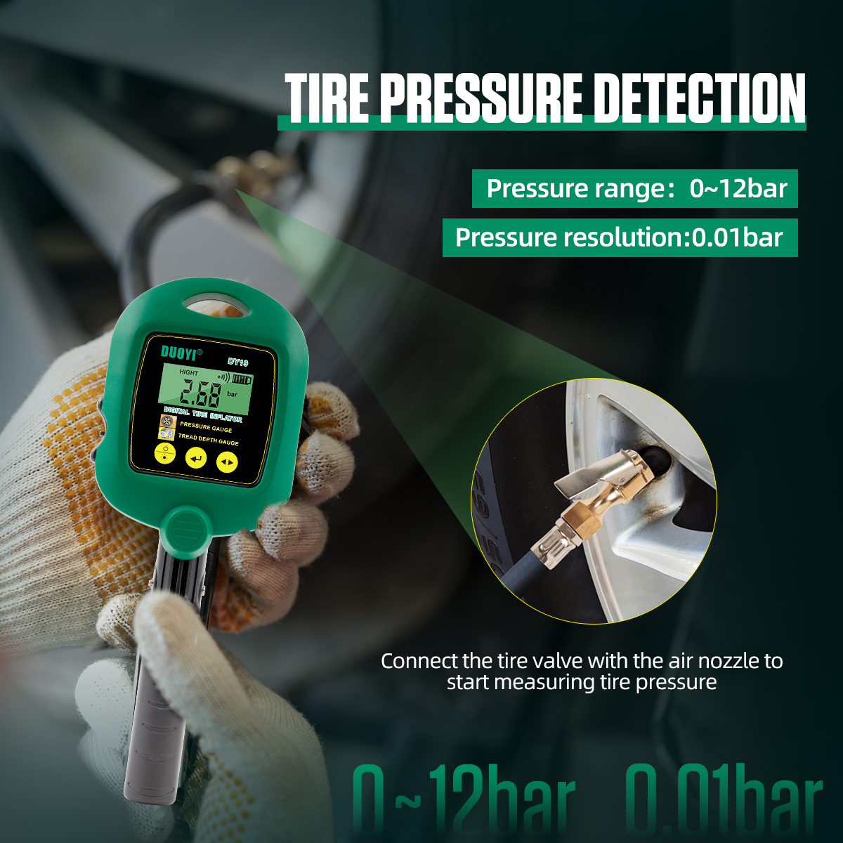 Digital Tire Inflator With Pressure And Tire Tread Depth Gauge DY19 - Image 5