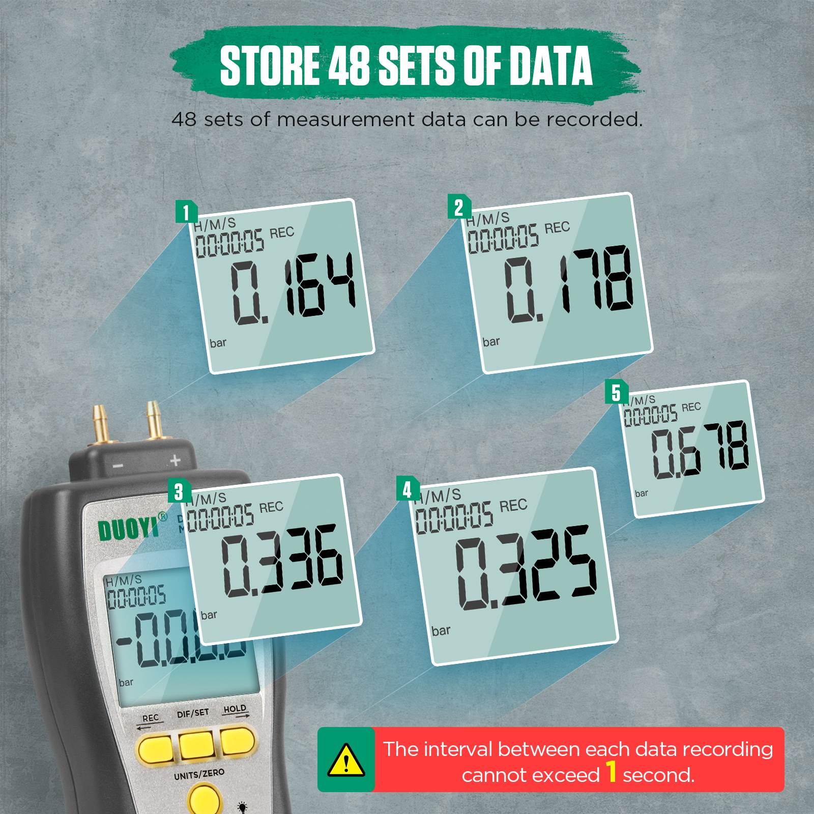Digital Differential Pressure Gauge with 11-unit LCD display DY27A - Image 4