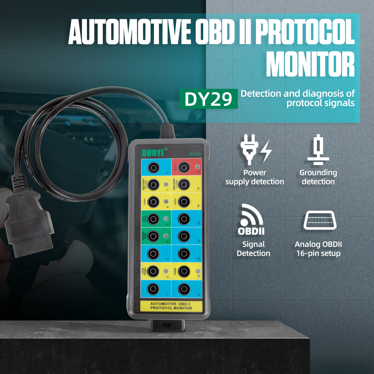 Automotive Diagnostic Protocol Tester DY29 Automotive Obd2 OBDII Interface Monitor - Image 7