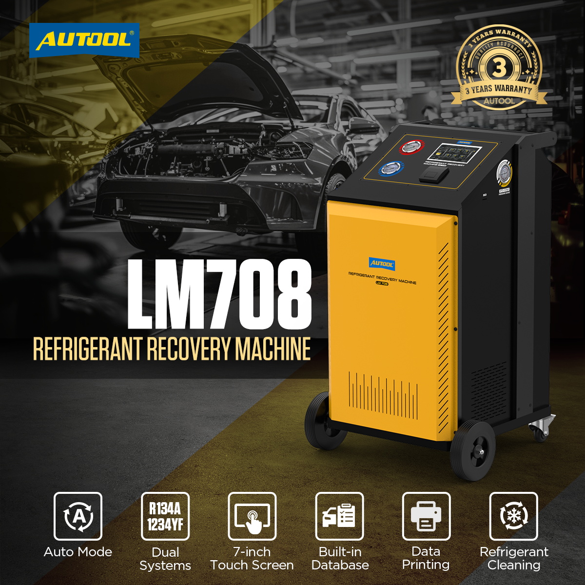 Automotive Refrigerant Freon Recovery Machine - AUTOOL LM708 - Image 2