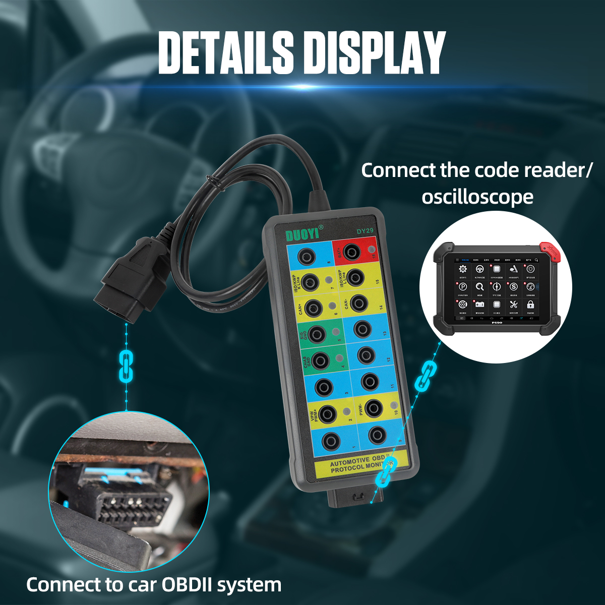 Automotive Diagnostic Protocol Tester DY29 Automotive Obd2 OBDII Interface Monitor - Image 4