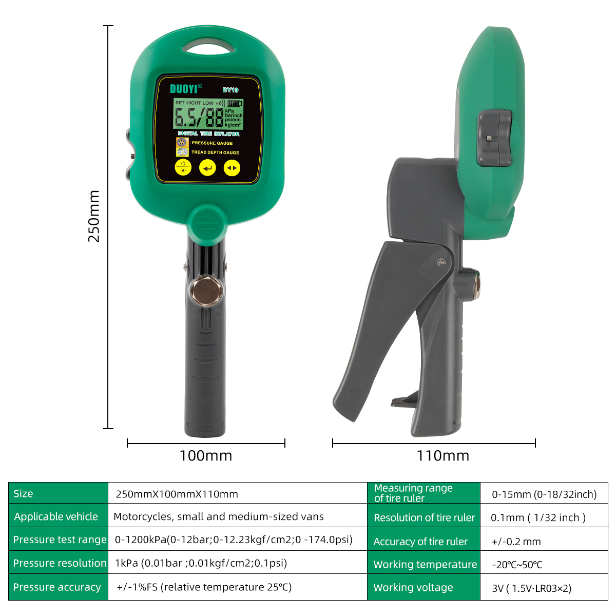Digital Tire Inflator With Pressure And Tire Tread Depth Gauge DY19 - Image 10