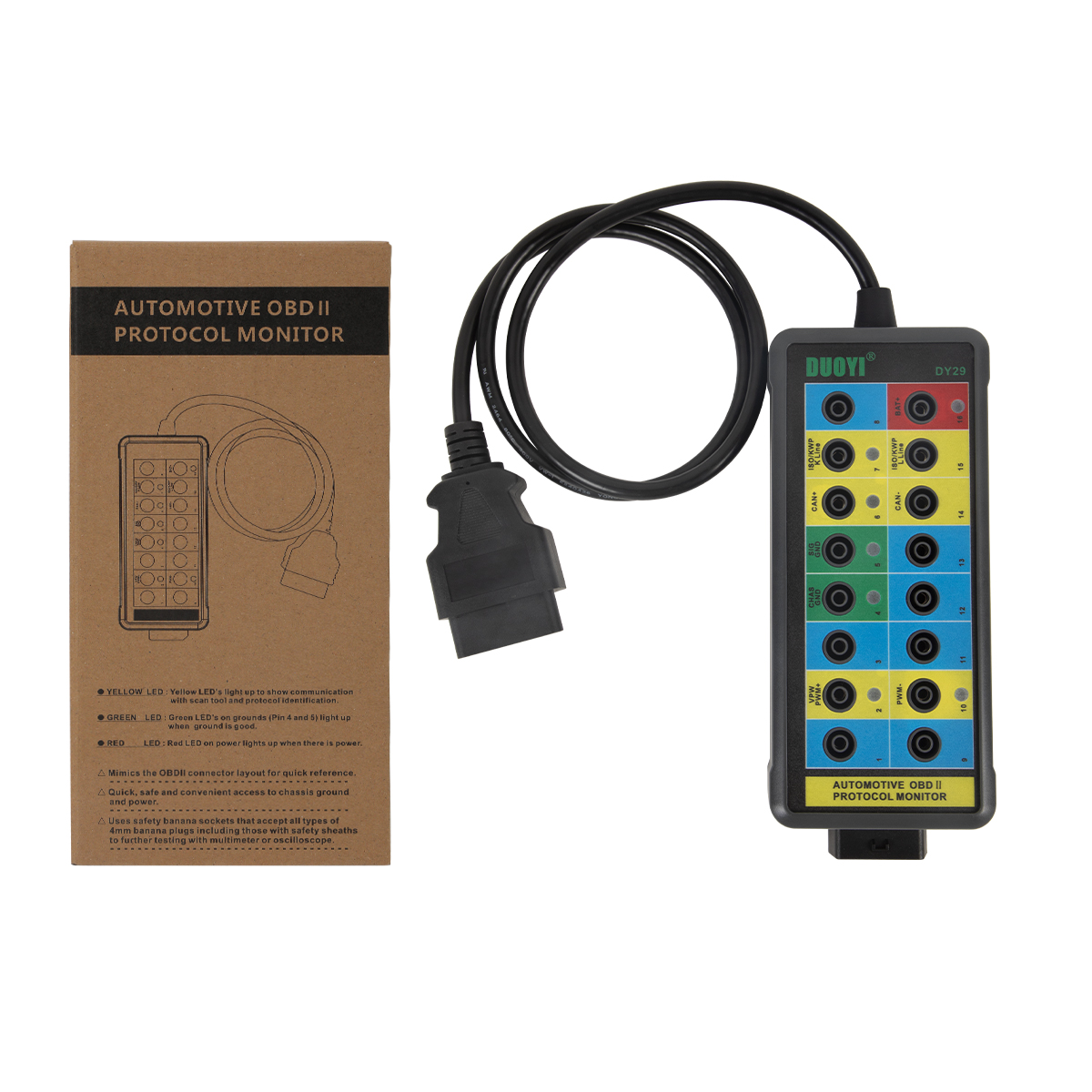 Automotive Diagnostic Protocol Tester DY29 Automotive Obd2 OBDII Interface Monitor - Image 2
