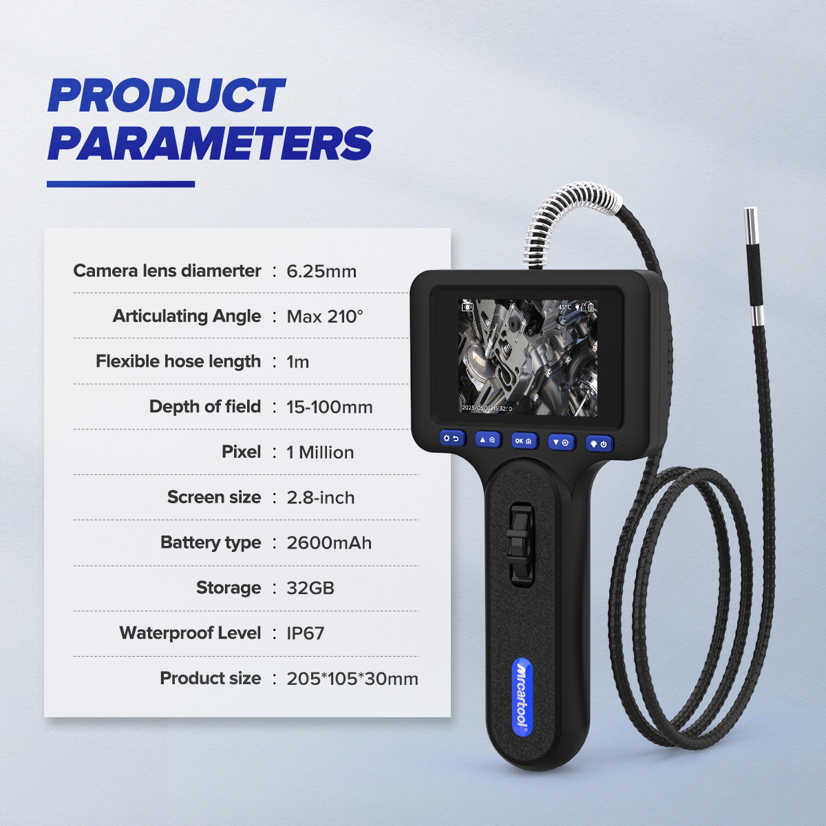Mrcartool N100 Auto Inspection Camera 2.8inch Screen Photo-Video - Image 3