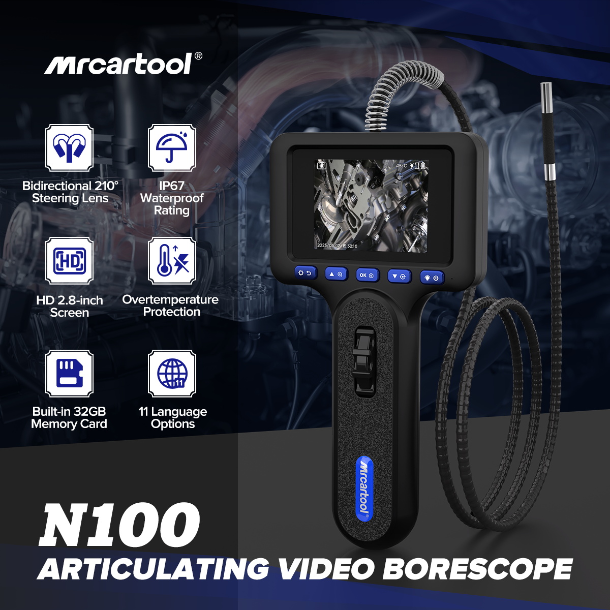 Mrcartool N100 Auto Inspection Camera 2.8inch Screen Photo-Video - Image 2