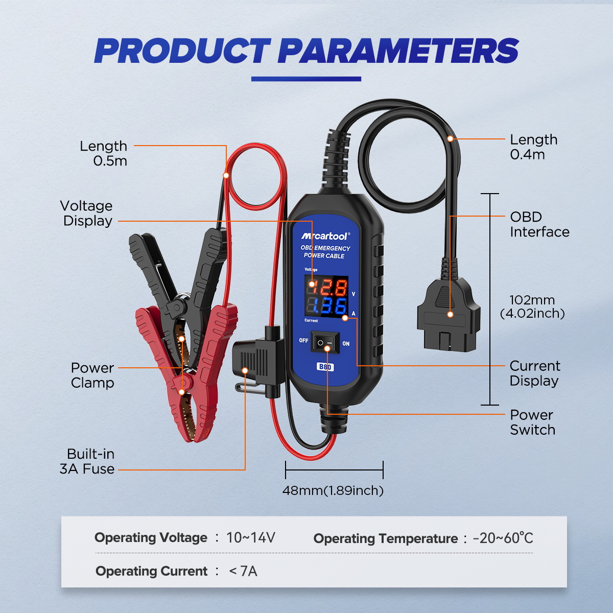MRCARTOOL B80 Automotive Memory Saver 12V OBD Interface - Image 7