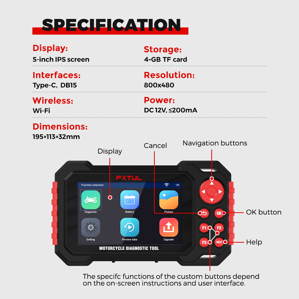 FXTUL M7 Motorcycle Diagnostic Scan Tool Motorcycle Code Reader - Image 3