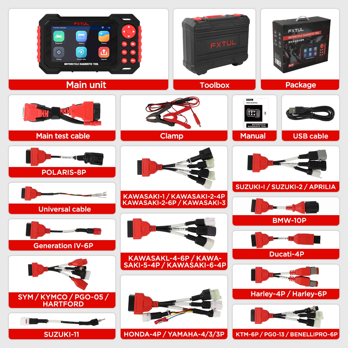 FXTUL M7 Motorcycle Diagnostic Scan Tool Motorcycle Code Reader - Image 15