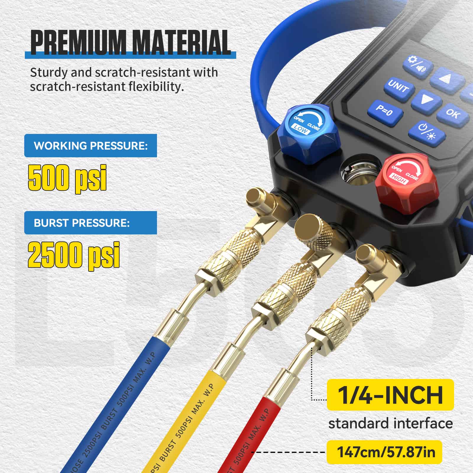 MRCARTOOL L505 Digital HVAC Gauges Manifold Gauge Set - Image 5