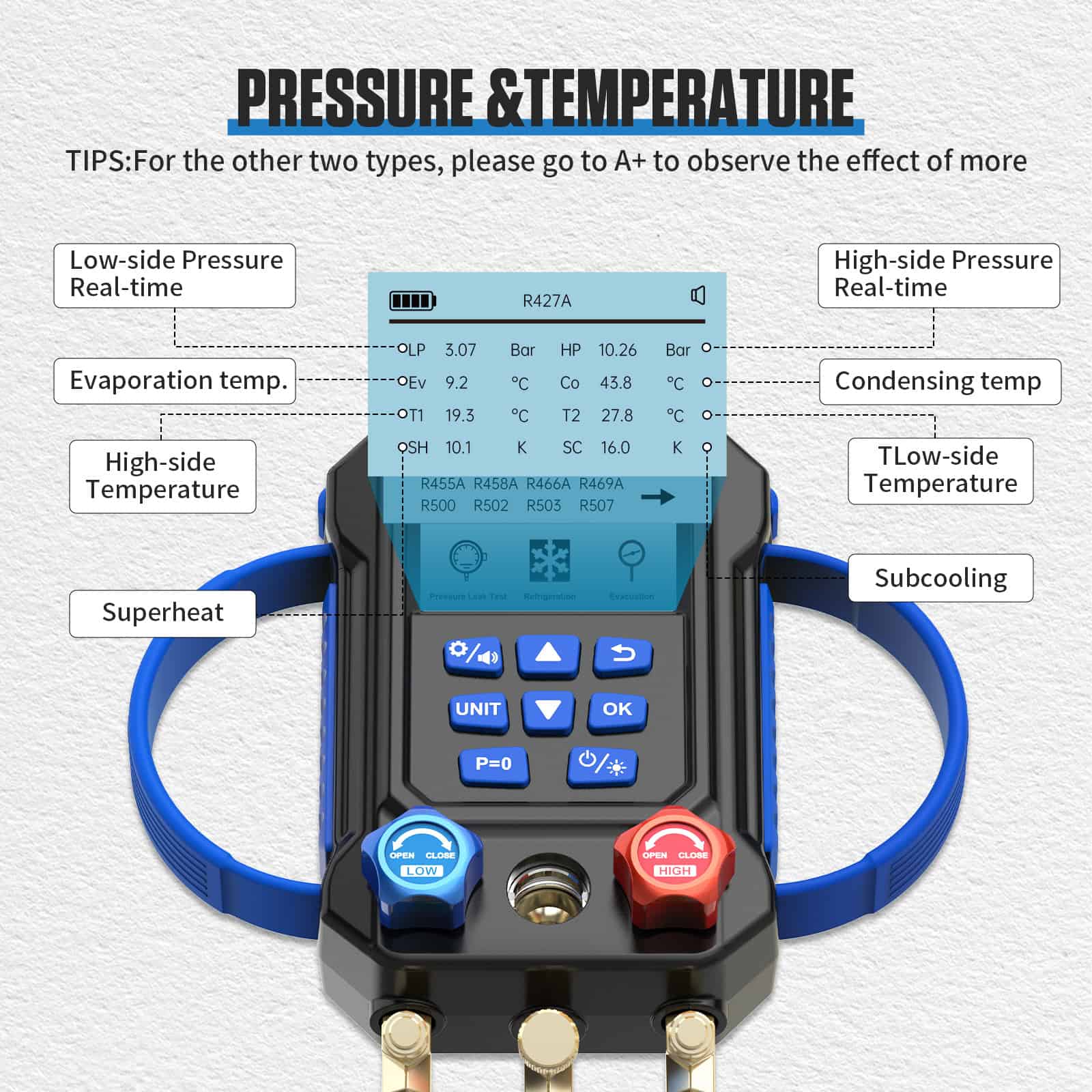 MRCARTOOL L505 Digital HVAC Gauges Manifold Gauge Set - Image 3